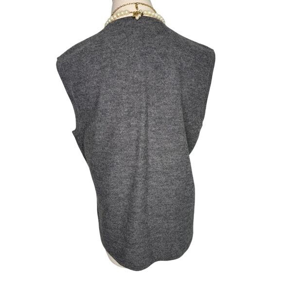 Vintage Talbots 100% wool floral embroidered sweater vest gray white size small - Picture 3 of 7